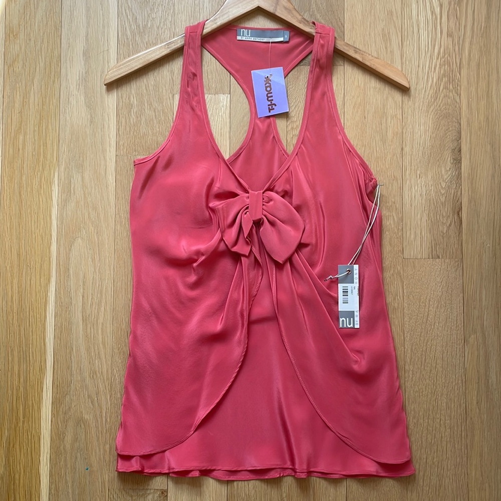 NWT NU by Mark Anthony 100% Silk Tank - Coral color size Small